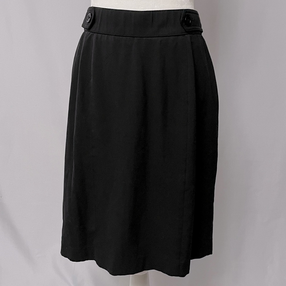 Black Pencil Skirt with Waist Button Details